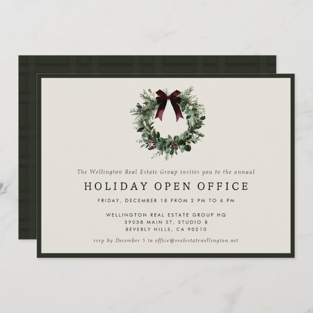 Invitación Holiday Party Festive Corporate Business Christmas (Anverso / Reverso)