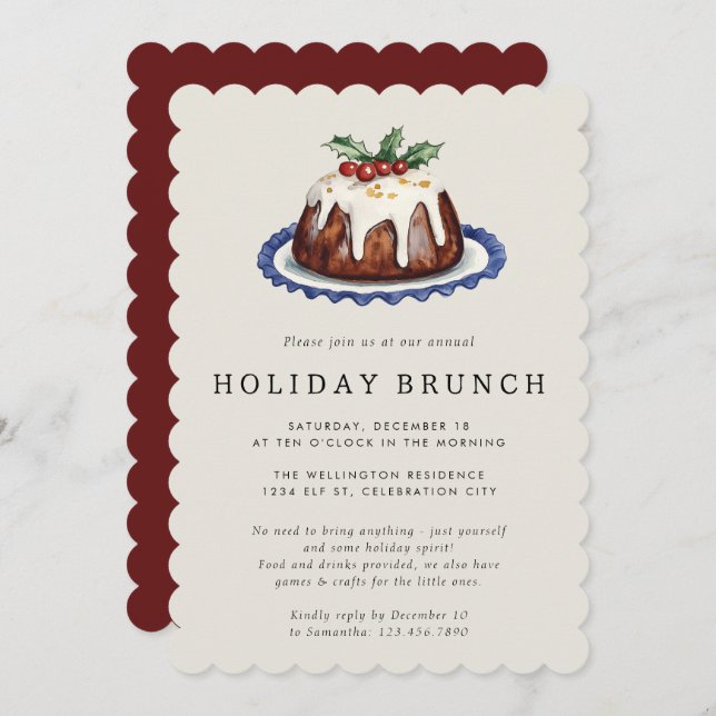 Invitación Holiday Party Festive Holiday Brunch Christmas (Anverso / Reverso)