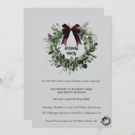 Invitación Holiday Party Invitation Elegant Christmas Wreath