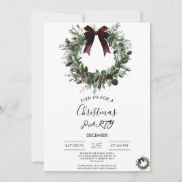 Invitación Holiday Party Invitation Elegant Christmas Wreath