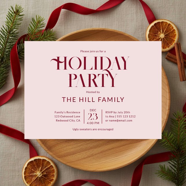 Invitación Holiday Party Vintage Elegant Red (Subido por el creador)