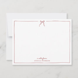 Invitación Holiday Red Stripes Bow Note Card