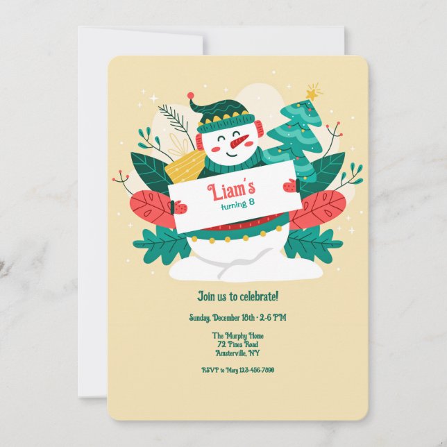 Invitación Holiday Snowman (Anverso)
