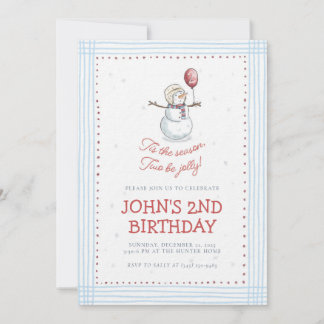 Invitación Holiday Snowman 2nd Birthday Invitation 