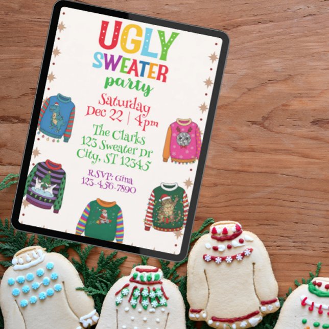 Invitación Holiday Ugly Sweater Party, colorful (Subido por el creador)