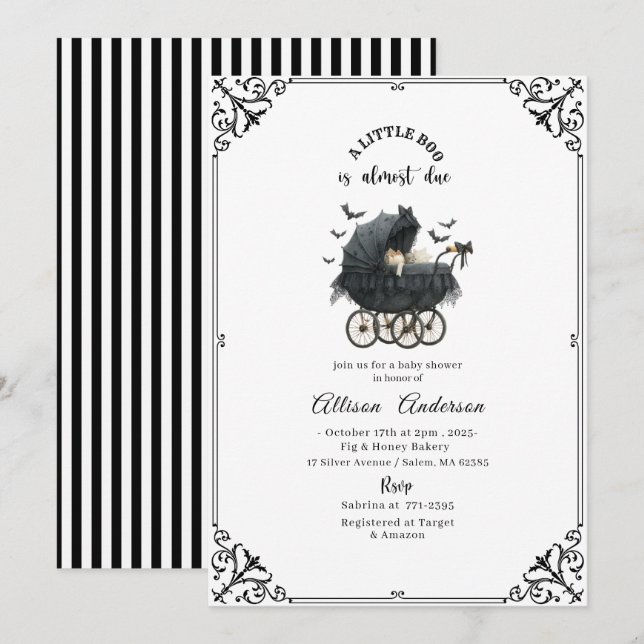Invitación Holloween Pumpkin Little Boo Baby shower (Anverso / Reverso)