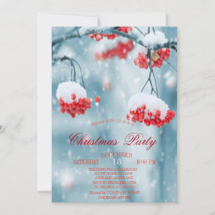 Invitación Holly Berries Branches Snow Navidades Company
