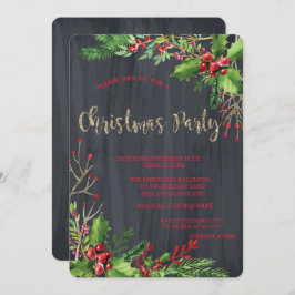 Invitación Holly Berries, Fiesta de Navidades de la Compañía 