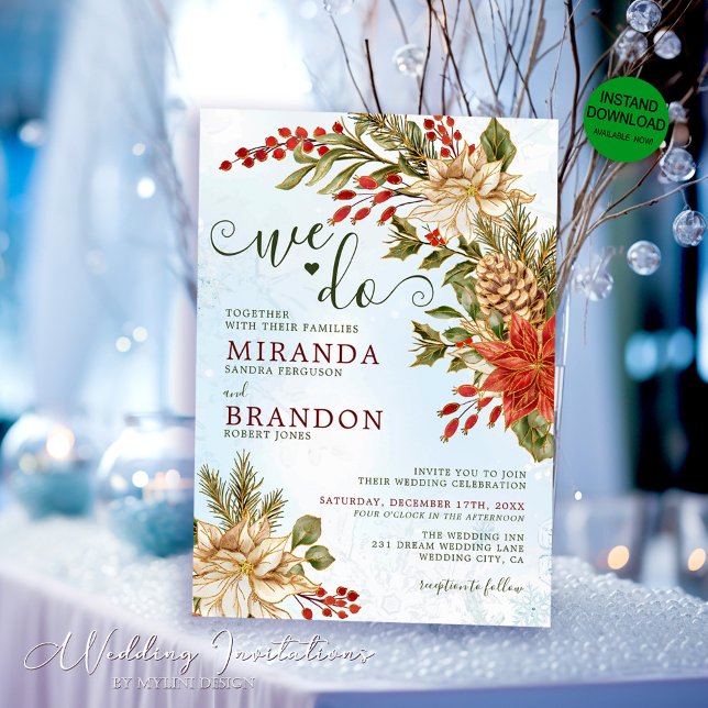 Invitación Holly Berries Navidades Snowy Boda de Invierno (Subido por el creador)