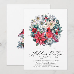Invitación Holly Berry Cardinal Red Vintage