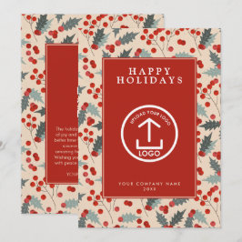 Invitación Holly Berry Corporate Business QR Code Navidades