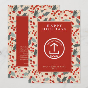Invitación Holly Berry Corporate Business QR Code Navidades