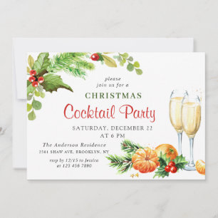 Invitación Holly Berry Holiday Navidades Fiesta de cócteles