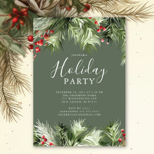 Invitación Holly Berry Holiday Party