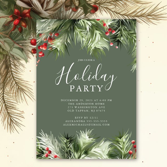 Invitación Holly Berry Holiday Party (Subido por el creador)