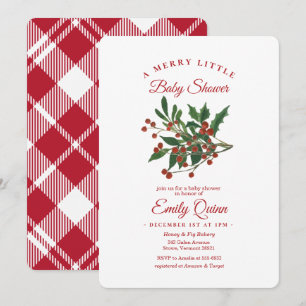 Invitación Holly Berry Merry Little Baby Shower Invitation