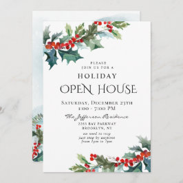 Invitación Holly Berry Navidades Mistletoe Holiday OPEN HOUSE