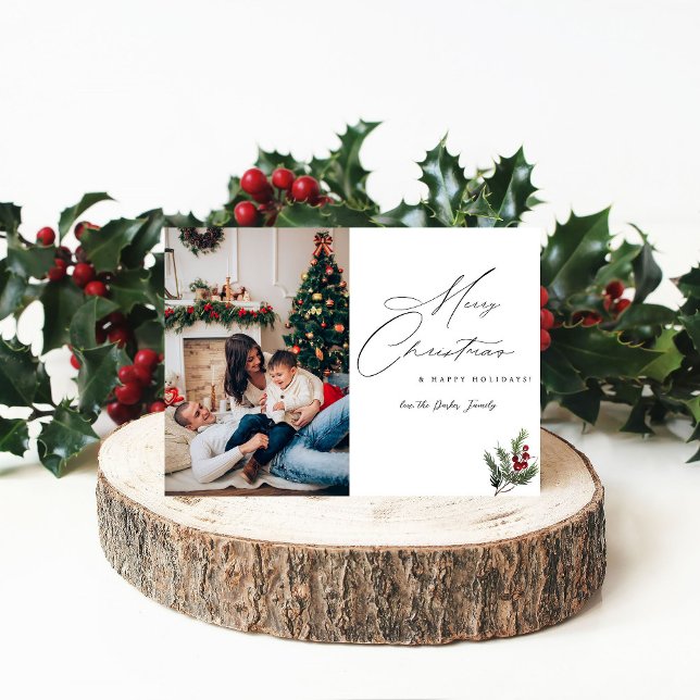 Invitación Holly Berry Sencillo Elegante Fotos navideñas del  (Subido por el creador)