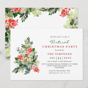 Invitación Holly Berry Tree Virtual NAVIDADES FIESTA