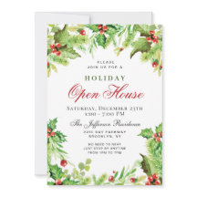 Holly Berry Wreath Navidades Holiday OPEN HOUSE
