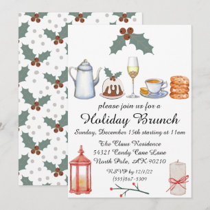 Invitación Holly Cute para Navidades de Brunch de 