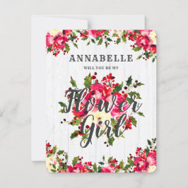 Invitación Holly de Invierno Rústico Serás Mi Niña Flor