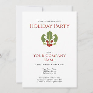 Invitación Holly de la fiesta de feriado de la com