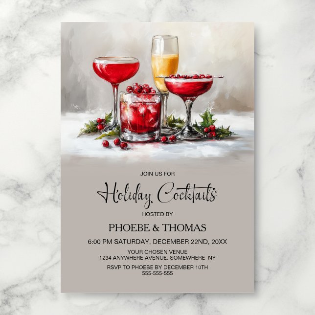 Invitación Holly Holiday Cocktail Party (Subido por el creador)