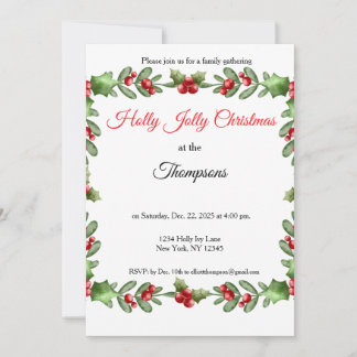 Invitación Holly Jolly Family Christmas Party