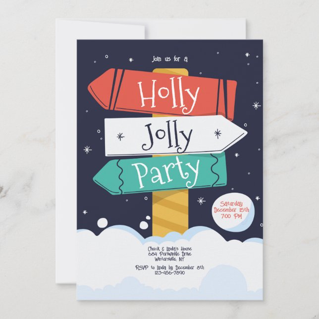 Invitación Holly Jolly Fiesta (Anverso)