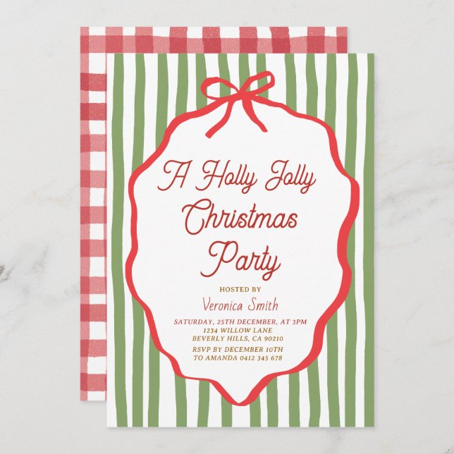 Invitación Holly Jolly Holiday Christmas Party Invitation (Anverso / Reverso)