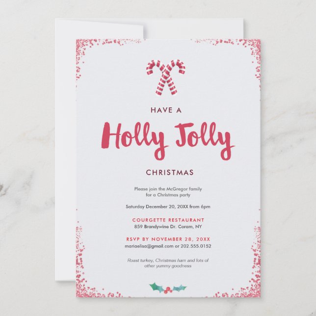 Invitación Holly Jolly Holiday Party (Anverso)