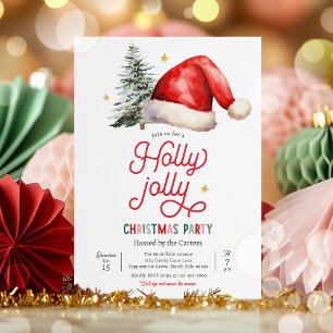 Invitación Holly Jolly Navidades Fiesta fiesta de feriado fam