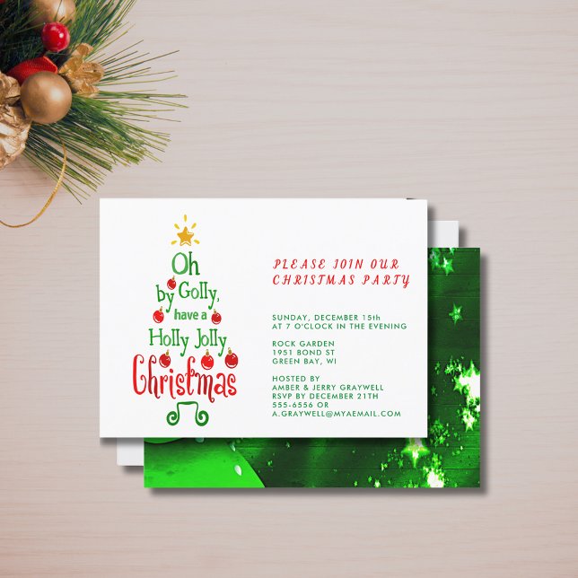 Invitación Holly Jolly Navidades Typography Classic (Holly Jolly Christmas Typography Classic Song Invitation)