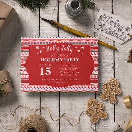 Invitación Holly Jolly Nordic Print Reindes Holiday