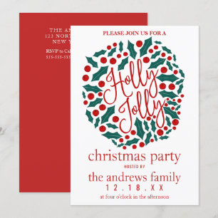 Invitación Holly Jolly Quote deja Fiesta a Navidades de Berri