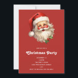 Invitación Holly Jolly Santa Claus Navidades de estilo retro<br><div class="desc">Una invitación Navidad con un alegre ilustracion de un Santa Claus de estilo vintage con mejillas rosadas rojas. Vistiendo su clásico sombrero de santa roja y su gran oso blanco. Un brote de holly se suma al espíritu festivo de este diseño.</div>