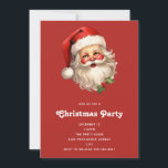 Invitación Holly Jolly Santa Claus Navidades de estilo retro<br><div class="desc">Una invitación Navidad con un alegre ilustracion de un Santa Claus de estilo vintage con mejillas rosadas rojas. Vistiendo su clásico sombrero de santa roja y su gran oso blanco. Un brote de holly se suma al espíritu festivo de este diseño.</div>