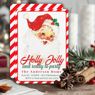 Invitación Holly Jolly Y Preparado Para Fiestas Navidades Per