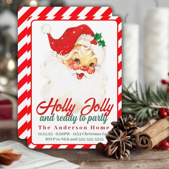 Invitación Holly Jolly Y Preparado Para Fiestas Navidades Per (Holly Jolly And Ready To Party Custom Christmas Invitation)