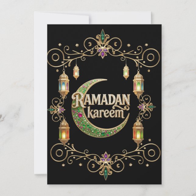Invitación Holly Ramadan black and gold (Anverso)