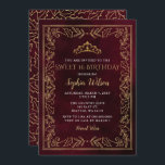 Invitación Holly Red Gold Princesa Tiara Sweet 16 cumpleaños<br><div class="desc">Elegante Vintage Navidad Holly Mistletoe Princesa de Oro Rojo Tiara Sweet 16 cumpleaños Invitación</div>