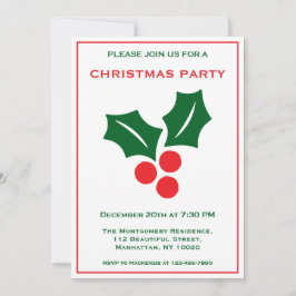 Invitación Holly Red White Y Green Name Fun Navidad Fiesta