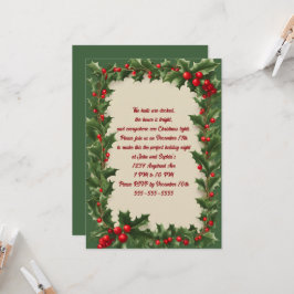 Invitación Holly sobre el Fiesta de los Navidades verdes