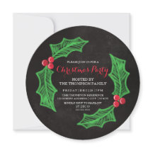 Holly Wreath Chalkboard Navidades Fiesta