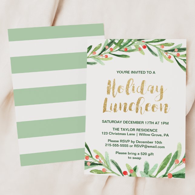 Invitación Holly Wreath Holiday Luncheon (Subido por el creador)