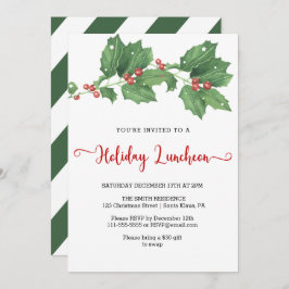 Invitación Holly Wreath Holiday Luncheon