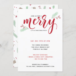 Invitación Holly y Pine Merry Pequeños Navidades Fiesta