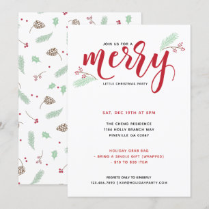 Invitación Holly y Pine Merry Pequeños Navidades Fiesta
