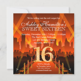 Invitación Hollywood Red Carpet City Sweet 16 Cumpleaños